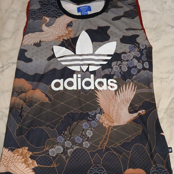 Adidas Rita Ora Asian Arena Grey Peach Bird Print Oriental Japan - Picture 1 of 8